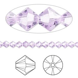 Swarovski-Kristalle, hell-Amethyst, facettiert, Bikone, 4 mm, 10 Stk.