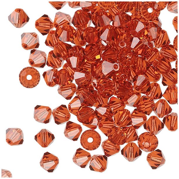 Preciosa crystal, indian red, facetted bicone, 4mm.