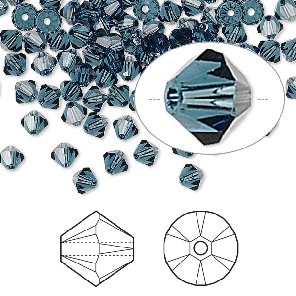 Swarovski crystal, montana blue, facetted bicone, 4mm, 10pcs