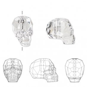 Facettierter Totenkopf aus Swarovski-Kristall, klar / transparent, 13x14x10 mm, 1 Stk.