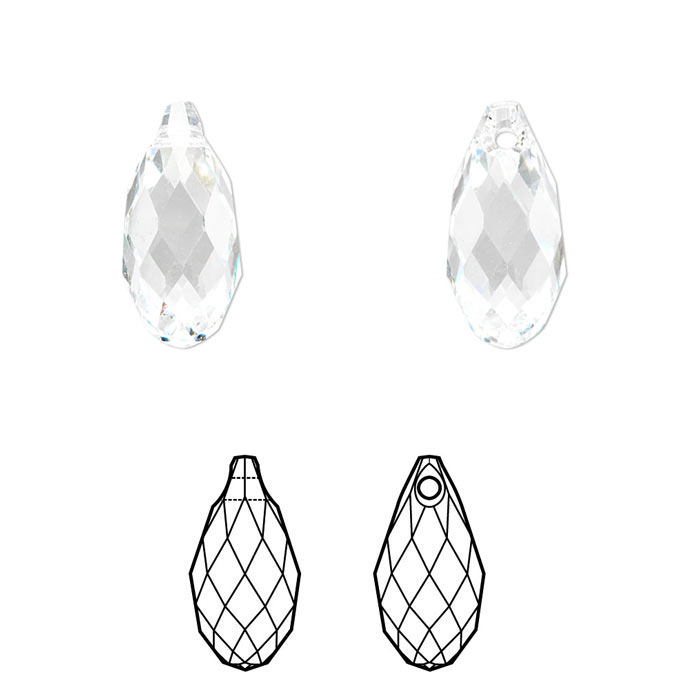 Crystal Passions, kristalle, facettierte Tropfen, klar, 13x6,5 mm, 2 Stk.