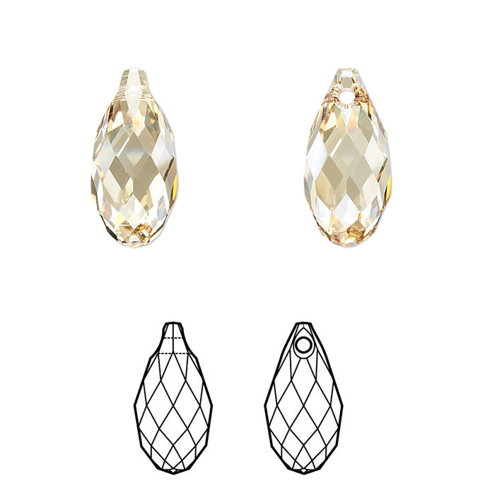 Crystal Passions, gold, facettierter Tropfen, 13x6,5 mm, 2 Stk.
