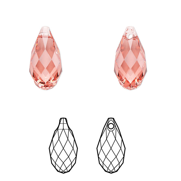 Crystal Passions, kristalle, pink, facettierter Tropfen, 13x6,5 mm, 2 Stk.
