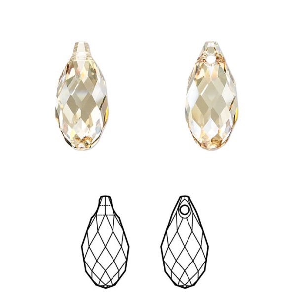 Crystal Passions, golden shadow, facetted teardrop, 13x6.5mm, 2 pcs.