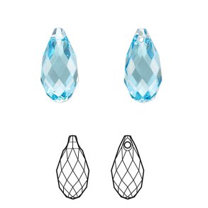 Crystal Preciosa hellblau, facettierter Tropfen, 13x6,5 mm, 2 Stk.