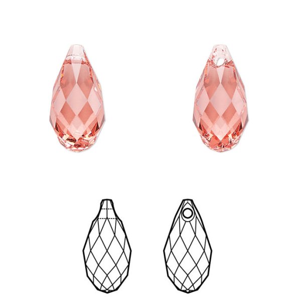 Crystal Passions, kristalle, pink, facettierter Tropfen, 13x6,5 mm, 2 Stk.