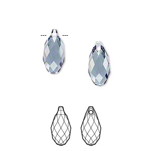 Crystal Passions, Kristalle, denimblau, facettierter Tropfen, 13x6,5 mm, 2 Stk.