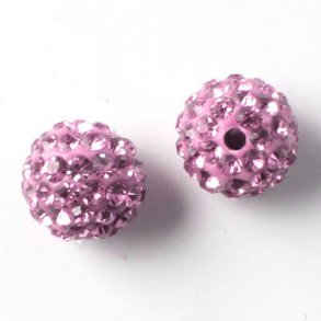 bling-bling perle, 10 mm, med lyserde krystaller, 2 stk.