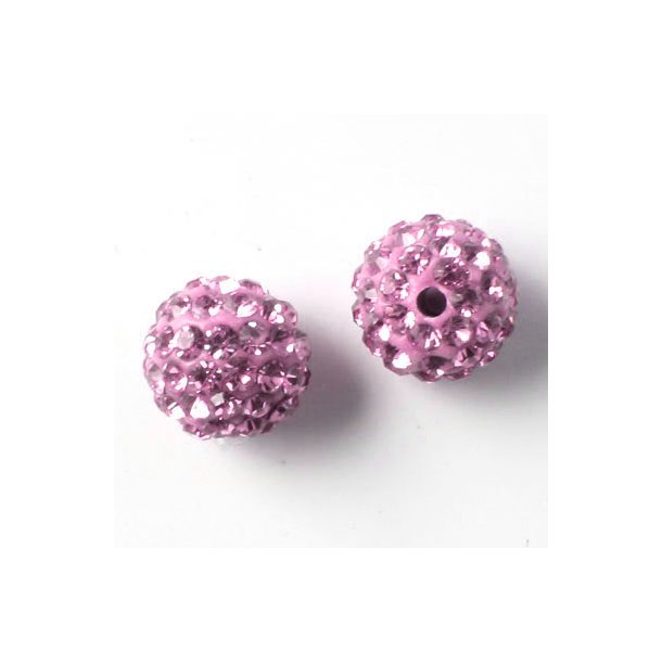 Drilled through sphere, 10mm, with light-red crystals, 2pcs.