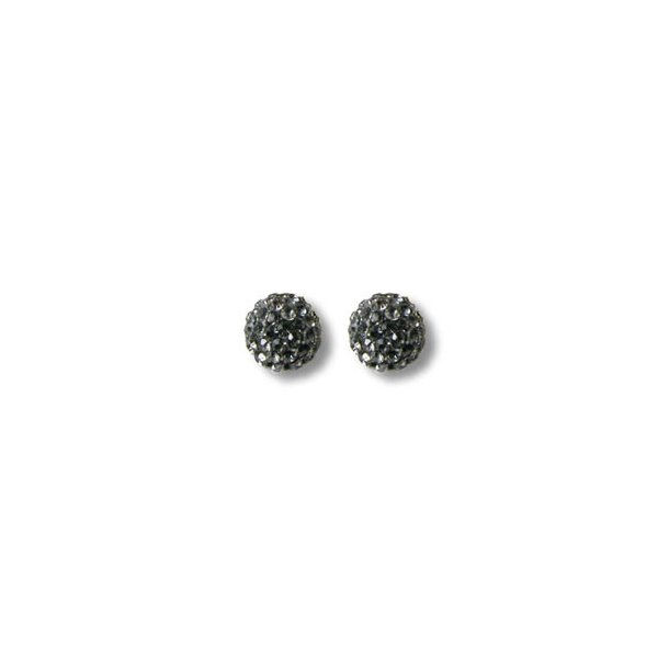 Half-drilled fimo clay sphere, 8mm, with grey crystals, A-grade, 2pcs.