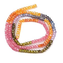 Zirkonia, ganzer Strang, lila-orange-rosa-grn, facettiertes Rondell, 3x2 mm, 195 Stk.