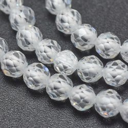 Zirkonia, ganzer Strang, facettiert, 3 mm, klar, A-grade, ca. 120 stk