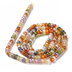 Zirkonia, ganzer Strang, lila-orange-gr&uuml;n, facettierte Rondellperlen, 3x2 mm, 165 Stk