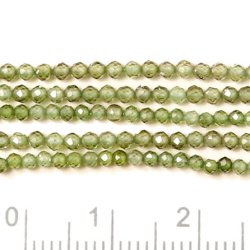 Cubic Zirconia, entire strand, green, faceted, round, 2mm, 190pcs