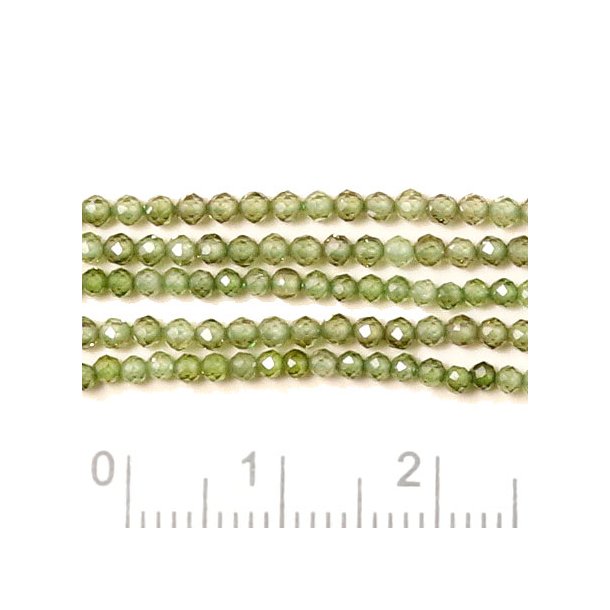 Cubic Zirconia, entire strand, green, faceted, round, 2mm, 190pcs