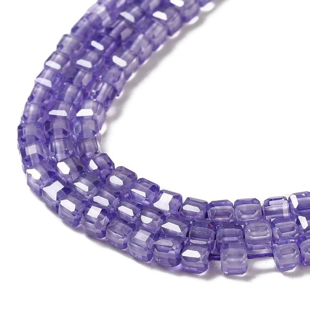 Zirconia, full strand, amethyst purple, cube, faceted, 2.5x2.5x2.5 mm, 150 pcs