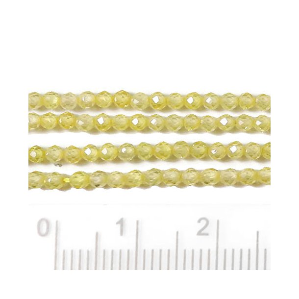 Zirkonia, ganzer Strang, gelb, facettiert, rund, 2 mm, ca. 190 Stk