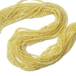 Zirkonia, ganzer Strang, gelb, facettiert, rund, 2 mm, ca. 190 Stk
