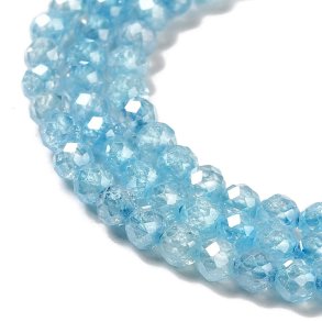 Zirconia, full strand, light blue, cracked, faceted round beads, 2mm, 180pcs