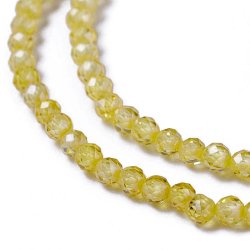 Zirkon, ganzer Strang, gelb, facettiert, rund, 3 mm, ca. 120 Stk