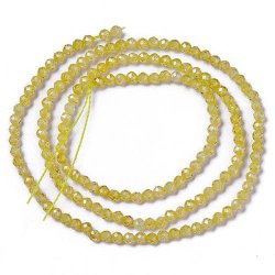Zirkon, ganzer Strang, gelb, facettiert, rund, 3 mm, ca. 120 Stk