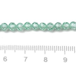 Zirkonia, ganze Kette, trkisgrn, facettiert, runde Perle, 4 mm, ca. 90 Stck