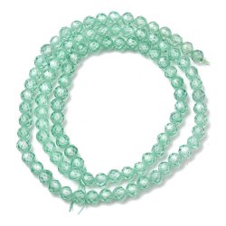 Zirkonia, ganze Kette, trkisgrn, facettiert, runde Perle, 4 mm, ca. 90 Stck