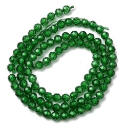 Zirkonia, ganze Kette, dunkelgrn, facettiert, runde Perle, 4 mm, ca. 90 Stck