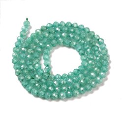 Zirkonia, ganzer Strang, grn, crackled, facettierte runde Perle, 3 mm, 130 Stck
