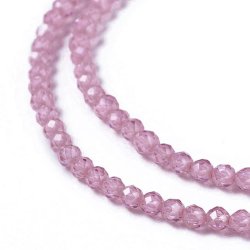 Zirkon, ganzer Strang, pink, facettiert, rund, A-Qualit&auml;t, 3 mm, ca. 120 Stk