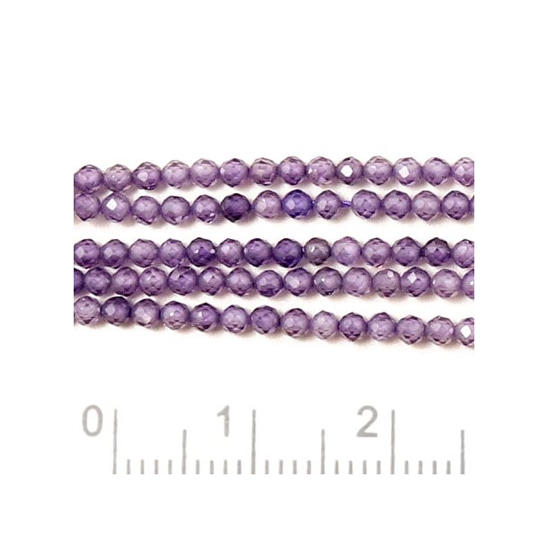 Cubic Zircon, entire strand, Amethyst purple, faceted, round, A-grade, 2.5mm, 160pcs