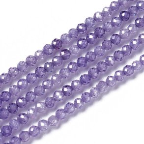 Cubic Zircon, entire strand, Amethyst purple, faceted, round, A-grade, 3mm, 130pcs