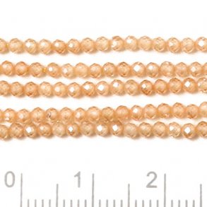 Cubic Zircon, entire strand, cream golden, faceted, round, A-grade, 2mm, 190pcs