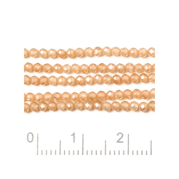 Cubic Zircon, entire strand, cream golden, faceted, round, A-grade, 2mm, 190pcs