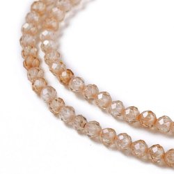 Zirkon, ganzer Strang, creme gold, facettiert, rund, A-Qualit&auml;t, 4 mm, 90 Stk