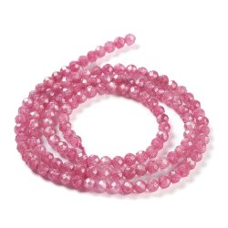 Zirkonia, ganzer Strang, rosa, crackled, facettierte runde Perle, 3 mm, 130 Stck