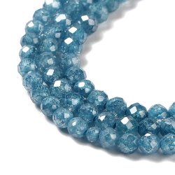 Zirkonia, ganzer Strang, petroleum-blau, crackled, facettierte runde Perle, 3 mm, 130 Stck