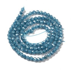 Zirkonia, ganzer Strang, petroleum-blau, crackled, facettierte runde Perle, 3 mm, 130 Stck