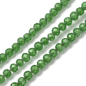 Zirkonia-Perle, ganze Kette, grn, Schlangenhaut-Facette, 3 mm, 130 Stck