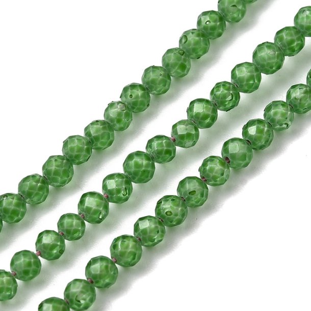 Zirkonia-Perle, ganze Kette, grn, Schlangenhaut-Facette, 3 mm, 130 Stck
