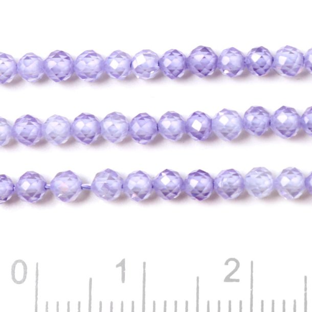 Cubic Zircon, entire strand, light lavender blue, faceted, A-grade, 3mm, 130pcs