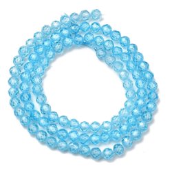 Zirkonia, ganze Kette, himmelblau, facettiert, runde Perle, 4 mm, ca. 90 Stck