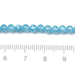 Zirkonia, ganze Kette, himmelblau, facettiert, runde Perle, 4 mm, ca. 90 Stck
