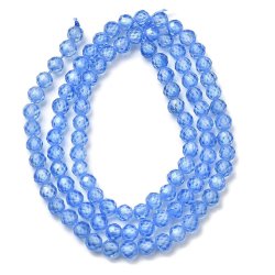 Zirkonia, ganzer Strang, Kornblumenblau, facettiert, runde Perle, 4 mm, ca. 90 Stck