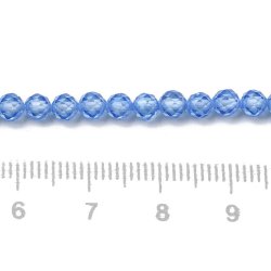Zirkonia, ganzer Strang, Kornblumenblau, facettiert, runde Perle, 4 mm, ca. 90 Stck