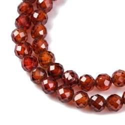 Zirkonia, ganzer Strang, orange-rot, facettiert, rund, A-Qualit�t, 4 mm, 90 Stk