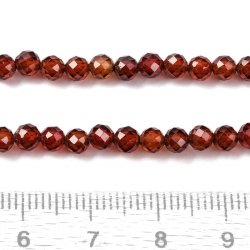 Zirkonia, ganzer Strang, orange-rot, facettiert, rund, A-Qualit�t, 4 mm, 90 Stk