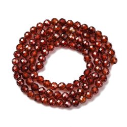 Zirkonia, ganzer Strang, orange-rot, facettiert, rund, A-Qualit�t, 4 mm, 90 Stk