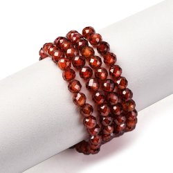 Zirkonia, ganzer Strang, orange-rot, facettiert, rund, A-Qualit�t, 4 mm, 90 Stk