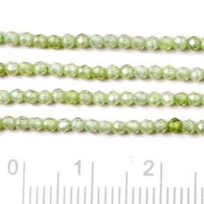 Cubic Zircon, entire strand, light green, faceted, round, 2mm, 190pcs